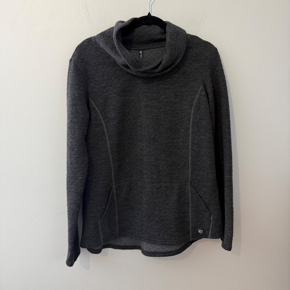 Kuhl Sweaters - Kuhl Women's Gray Fleece Cowl Neck Long Sleeve Pocket Pullover Top‎ L